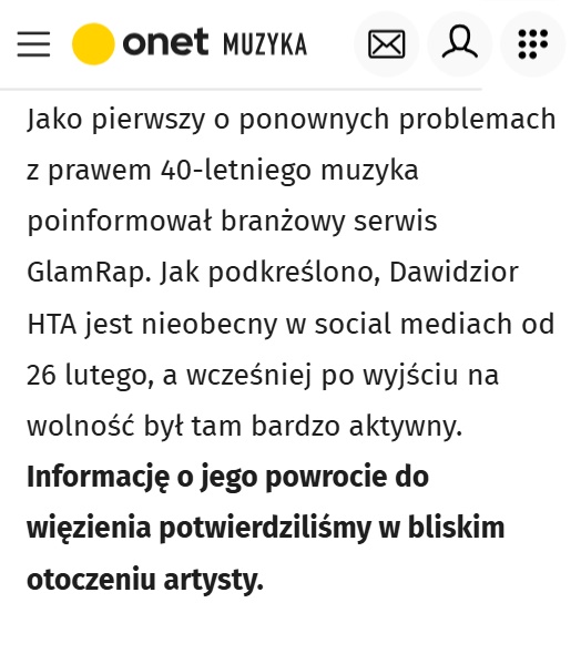 dawidzior zatrzymany onet