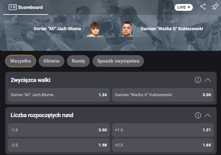 waszka g ali wynik walki